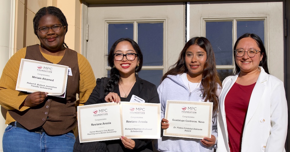 MPC Students Posing Holding Scholarship Certificates